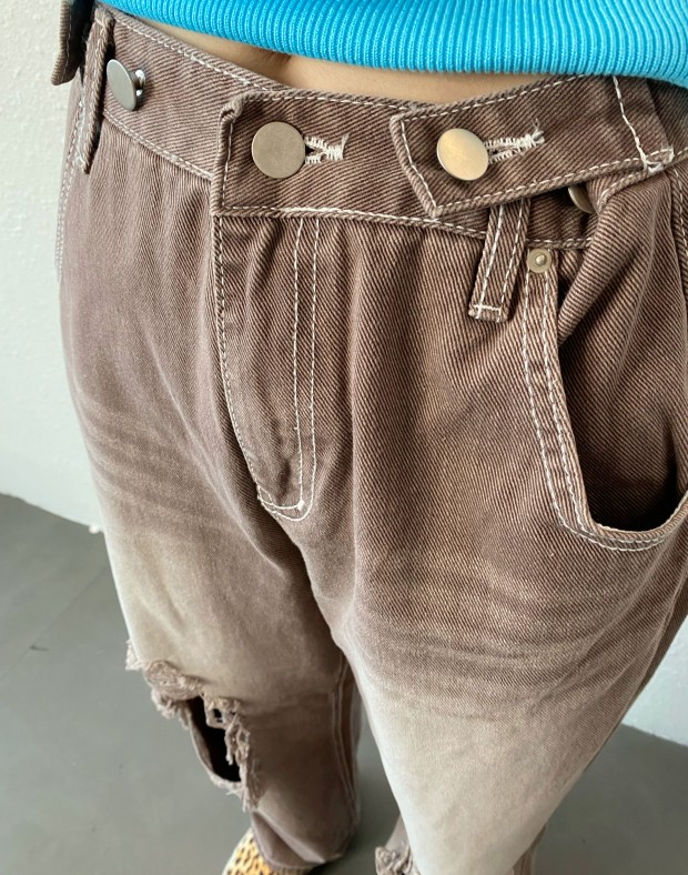 Sand Wash Destroyed Jeans #250415